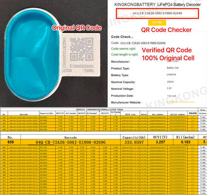 โลเตจชาร์จเต็ม 3.65V 100Ah 3.2V LFP LiFePO4 แบตเตอรี่ Prismatic Cell สําหรับ EV
