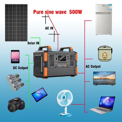 แบตเตอรี่ลิตยูม 500W / 1KW เครื่องผลิตพลังงานแสงอาทิตย์แบบพกพา สําหรับทีวีและไฟในบ้าน