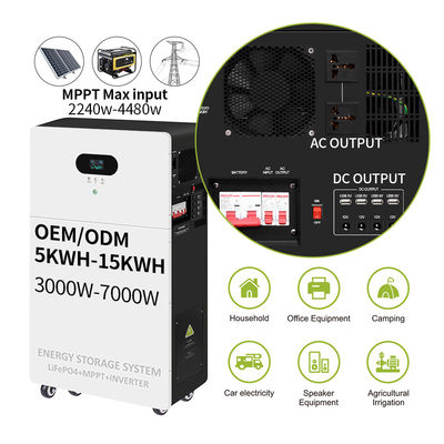 ธนาคารโรงไฟฟ้า All In One Inverter Hybrid Off Grid AC 5kw 10kw 15kw 20kw ระบบแบตเตอรี่เก็บพลังงานแสงอาทิตย์ลิธีโอ LiFePO4