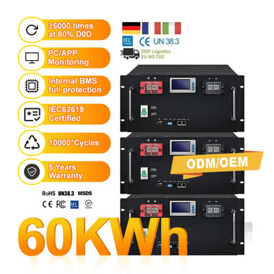 สายการสื่อสาร CAN 51.2V 100Ah 150Ah 280Ah แบตเตอรี่ LiFePO4 สําหรับระบบพลังงานแสงอาทิตย์