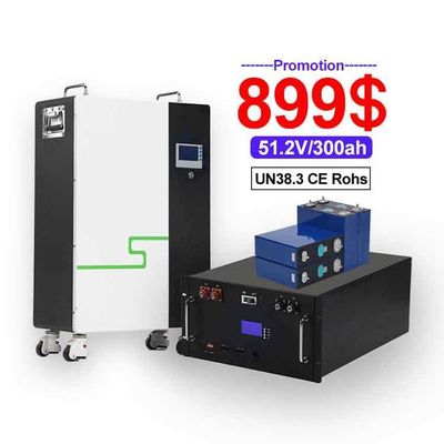 เครื่องติดผนัง 48V 51.2V 280ah 300ah 304ah 320ah ระบบเก็บพลังงานจากแบตเตอรี่แสงอาทิตย์แบบไฮบริด